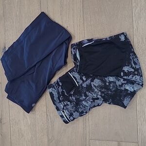 Athleta Set of 2 Navy Blue Capri/Black Cloud Capri Active Leggings Women's Small